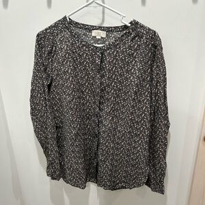 Loft Outlet Floral Long Sleeve Button Down Blouse Size Medium